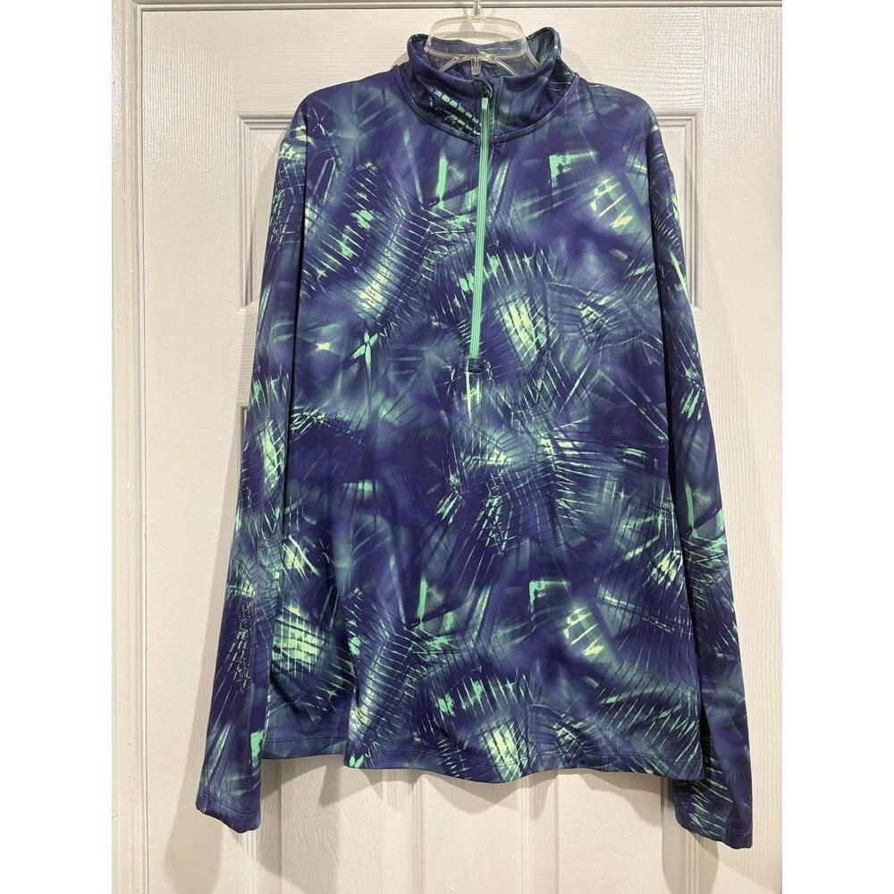 Nike Pro Dri-FIT Womens XL 1/2 Zip Running Top Blue Green 835618-508